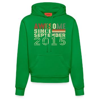 September 2015, Geburtstagsgeschenk September 2015 - Organic Fitted Hoodie Made in EU - City Green - Vorne