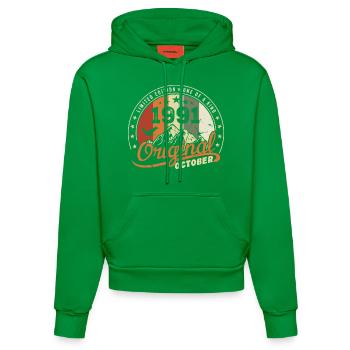 October 1991 Birthday Gift October 1991 - Organic Fitted Hoodie Made in EU - City Green - Front