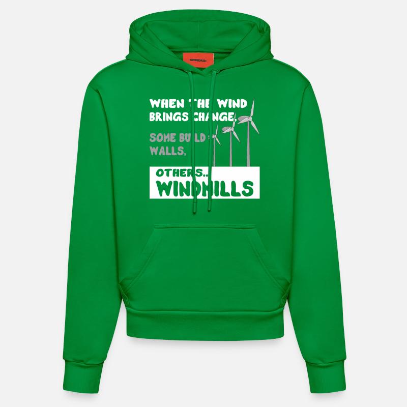 Citation éolienne changement d'énergie éolienne - Sweat à capuche bio ajusté fabriqué en UE - City Green