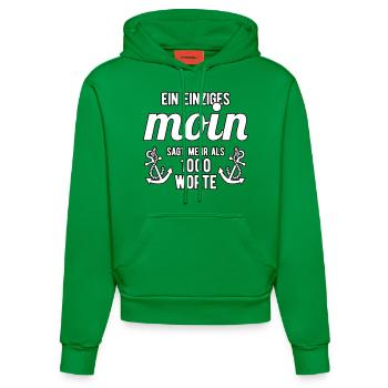 Ein Moin sagt mehr als 1000 Worte - Organic Fitted Hoodie Made in EU - City Green - Vorne