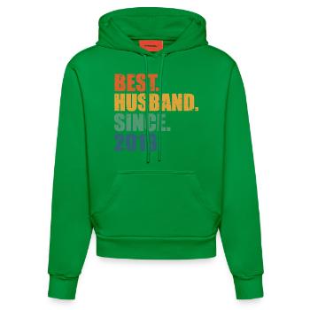 Meilleur mari depuis 2013, cadeau anniversaire de 10 ans - Sweat à capuche bio ajusté fabriqué en UE - City Green - Devant
