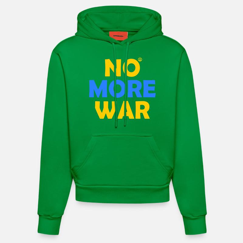 No more war - Sweat à capuche bio ajusté fabriqué en UE - City Green