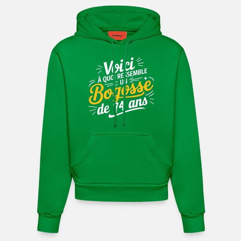 Bogosse de 74 Ans - Sweat à capuche bio ajusté fabriqué en UE - City Green