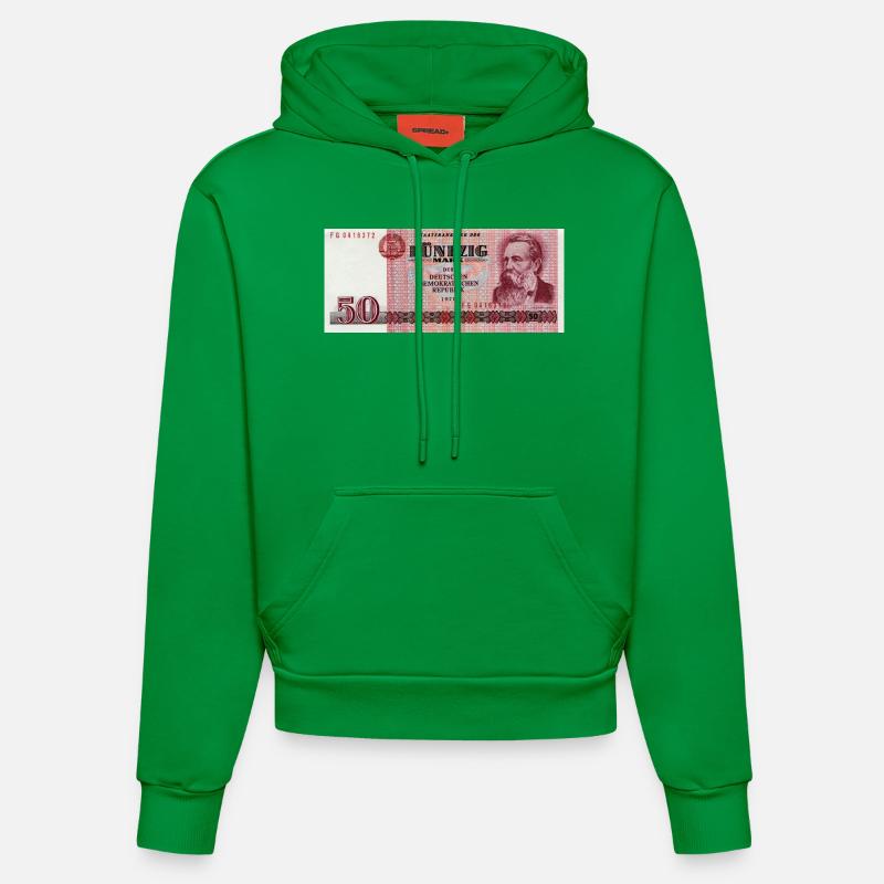 50 Markschein de la RDA - Sweat à capuche bio ajusté fabriqué en UE - City Green