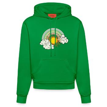 sonne wolken regenbogen - Organic Fitted Hoodie Made in EU - City Green - Vorne