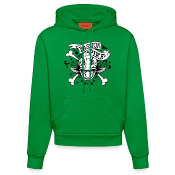 PASSION PIKE - Organic Fitted Hoodie Made in EU - City Green - Front
