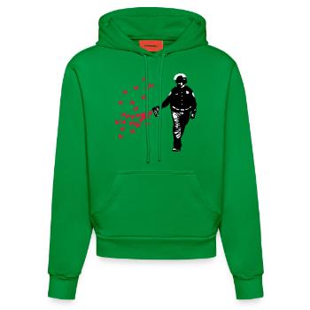 Polizei - Streetart Pepper Spray Cop Butterfly - Organic Fitted Hoodie Made in EU - City Green - Vorne