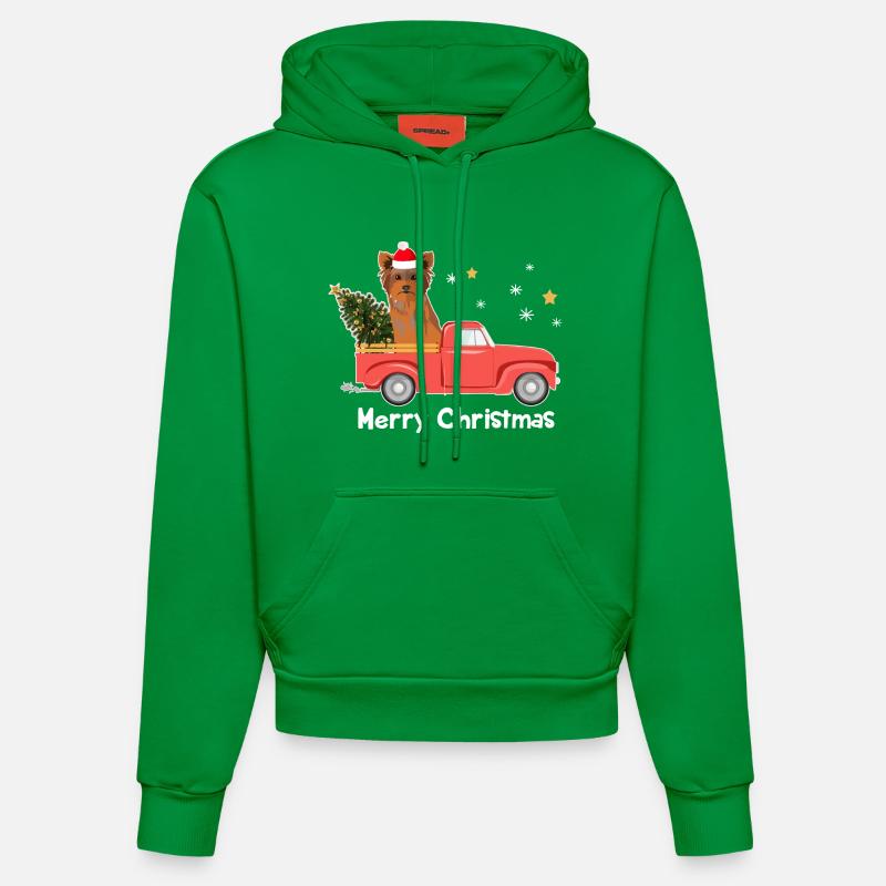 Pick-up Yorkie Christmas Tree - Sweat à capuche bio ajusté fabriqué en UE - City Green