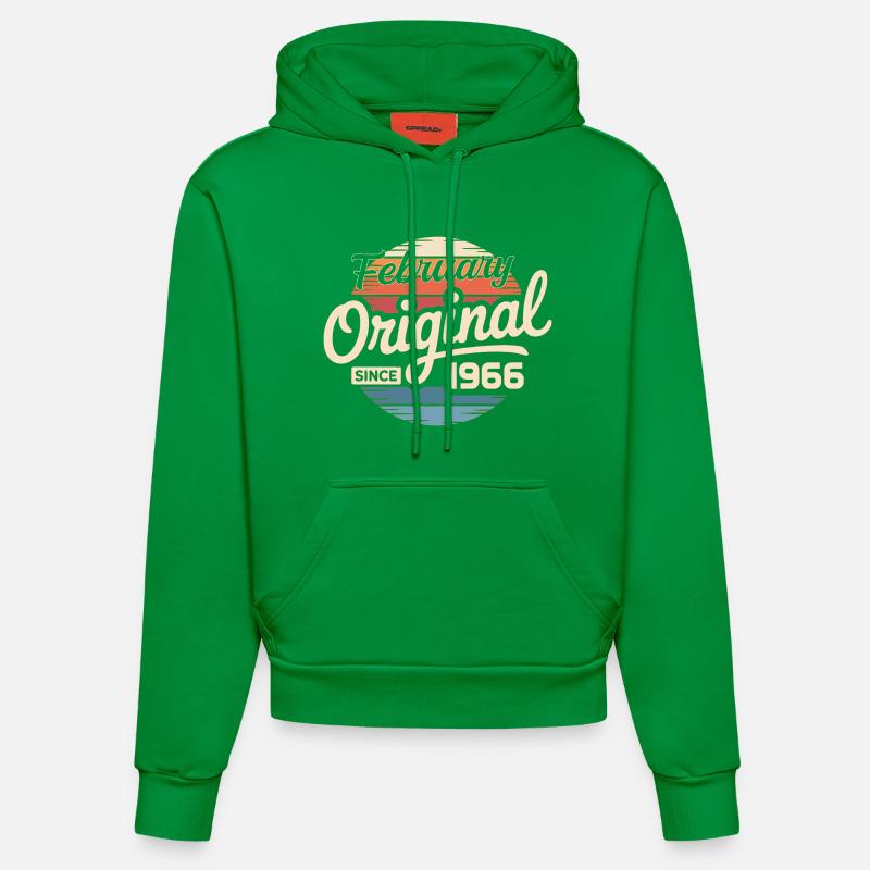 Février 1966 Cadeau d’anniversaire Février 1966 - Sweat à capuche bio ajusté fabriqué en UE - City Green