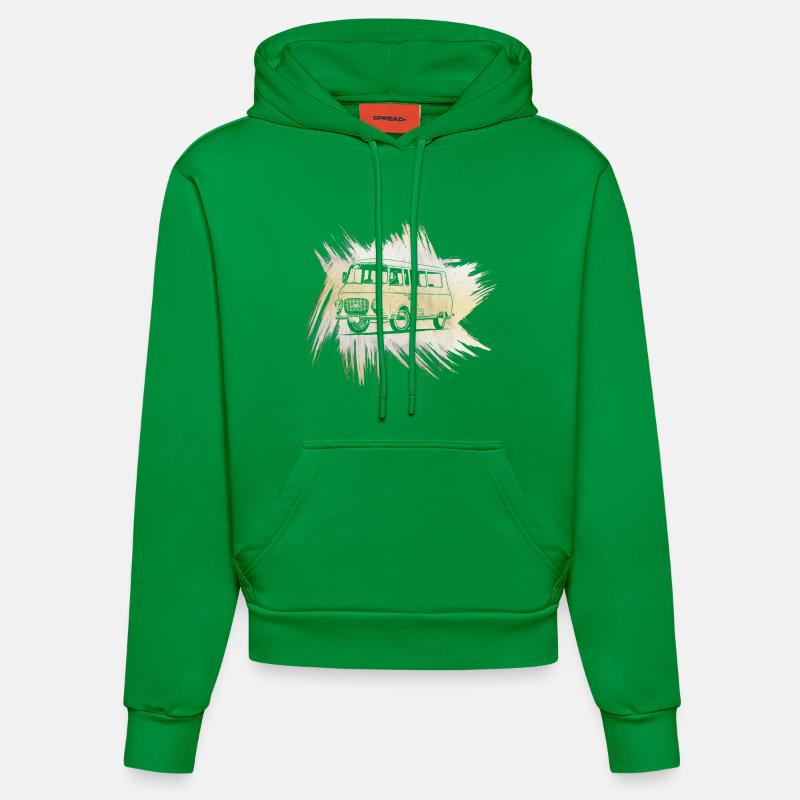 B1000 Grunge Look - Sweat à capuche bio ajusté fabriqué en UE - City Green