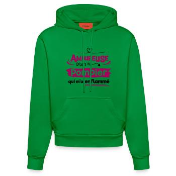 Amoureuse d'un pompier, cadeau spécial pompier - Sweat à capuche bio ajusté fabriqué en UE - City Green - Devant