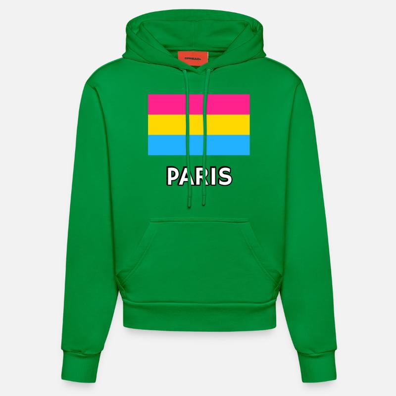 Pan Pride Drapeau Paris - Sweat à capuche bio ajusté fabriqué en UE - City Green