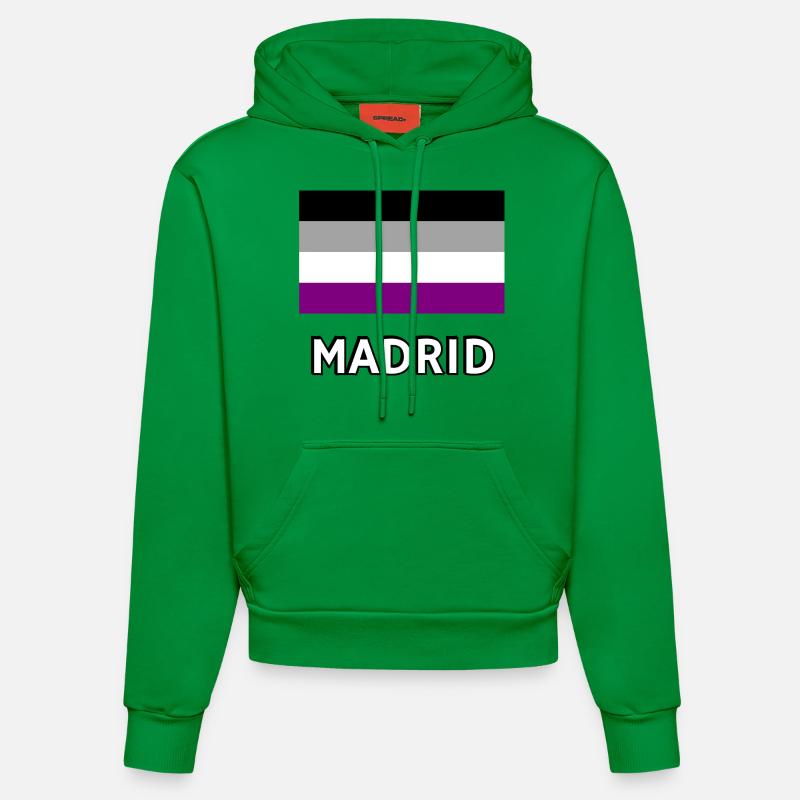 Asexualité Pride Drapeau Madrid - Sweat à capuche bio ajusté fabriqué en UE - City Green