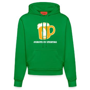 Vatertag #ERSTERVATERTAG Neuer Papa Vater Dad - Organic Fitted Hoodie Made in EU - City Green - Vorne