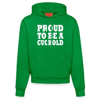 proud to be a cuckold - Sweat à capuche bio ajusté fabriqué en UE - City Green - Devant
