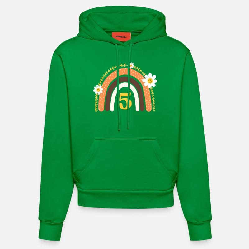 5e anniversaire rainbow jaune - Sweat à capuche bio ajusté fabriqué en UE - City Green
