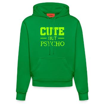 Cute But Psycho - Süss Aber Verrückt - Durchgeknal - Organic Fitted Hoodie Made in EU - City Green - Vorne