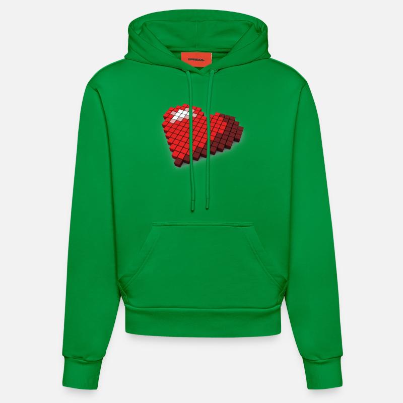 8 Bit Pixel Coeur - Sweat à capuche bio ajusté fabriqué en UE - City Green