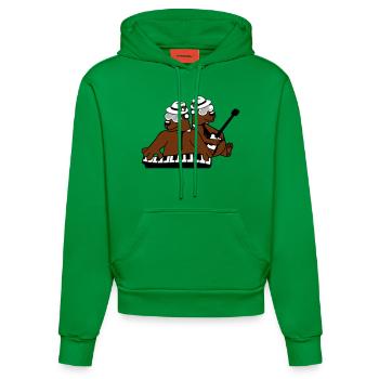 2 Bear Brown Bear Clavier Piano Guitare Band Team - Sweat à capuche bio ajusté fabriqué en UE - City Green - Devant