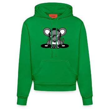 Maus DJ Sonnenbrille Kopfhörer Party Feiern Musik - Organic Fitted Hoodie Made in EU - City Green - Vorne