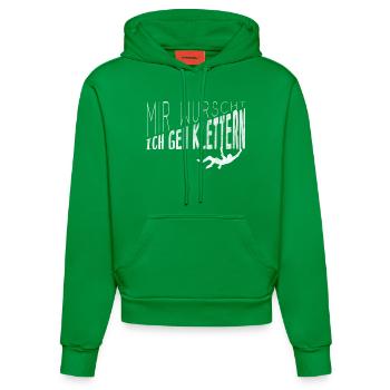 Mir Wurscht, ich geh klettern Bouldern Geschenk - Organic Fitted Hoodie Made in EU - City Green - Vorne