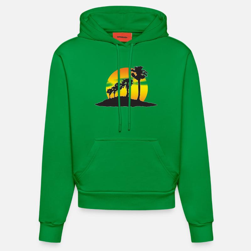 coucher de soleil - Sweat à capuche bio ajusté fabriqué en UE - City Green