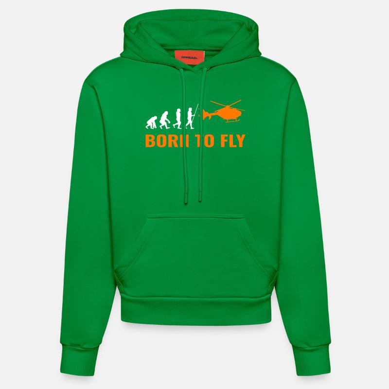 Hubschrauber Evolution Helikopter Pilot - Organic Fitted Hoodie Made in EU - City Green
