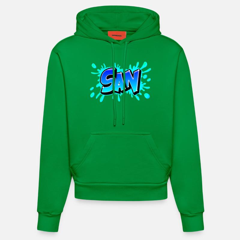 Graffiti San splash bleu - Sweat à capuche bio ajusté fabriqué en UE - City Green