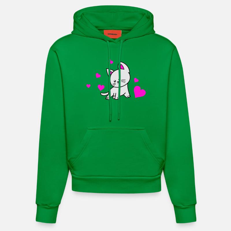 Amour du chat 02 - Sweat à capuche bio ajusté fabriqué en UE - City Green