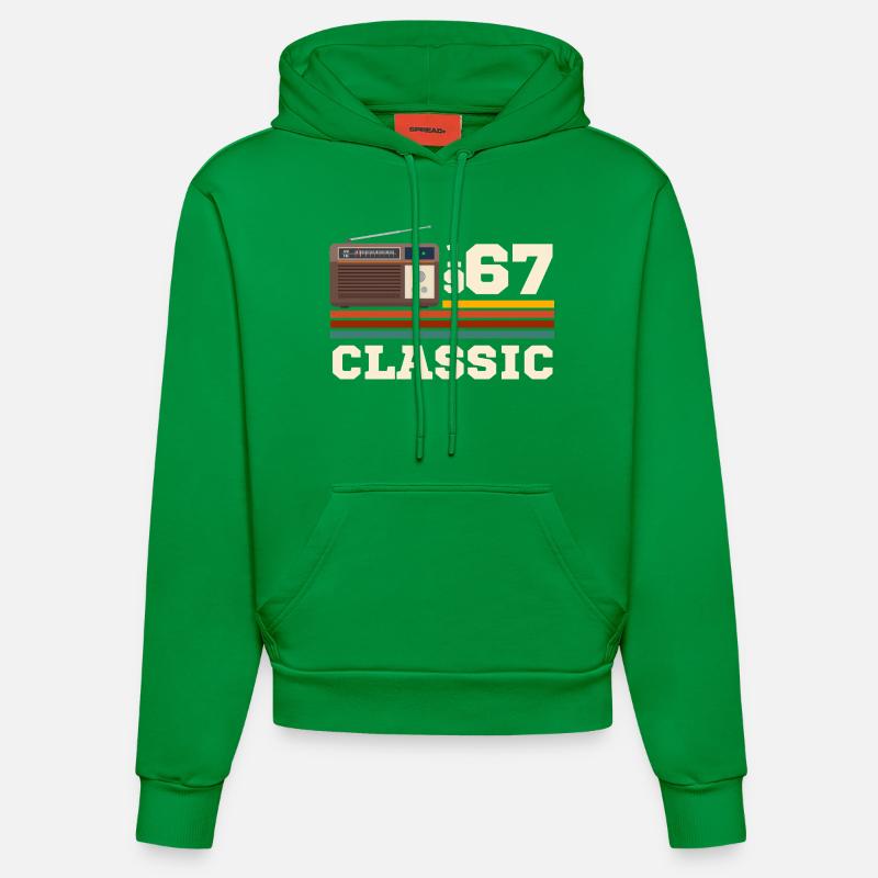 Anniversaire 1967 retro classic - Sweat à capuche bio ajusté fabriqué en UE - City Green