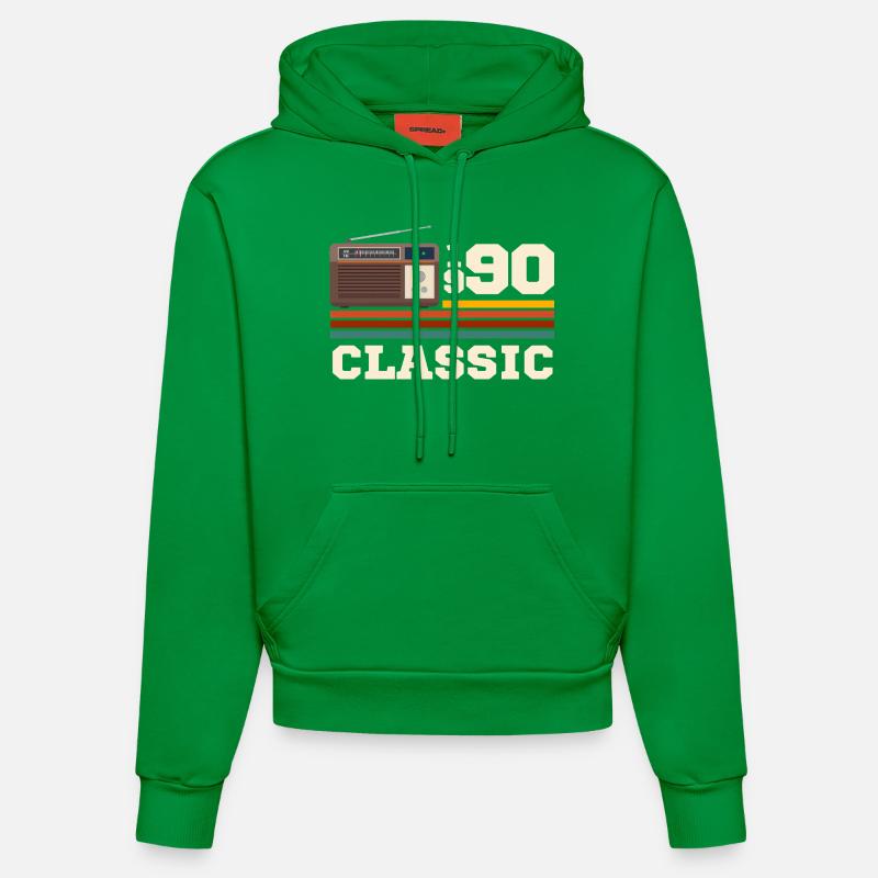 Anniversaire 1990 retro classic - Sweat à capuche bio ajusté fabriqué en UE - City Green