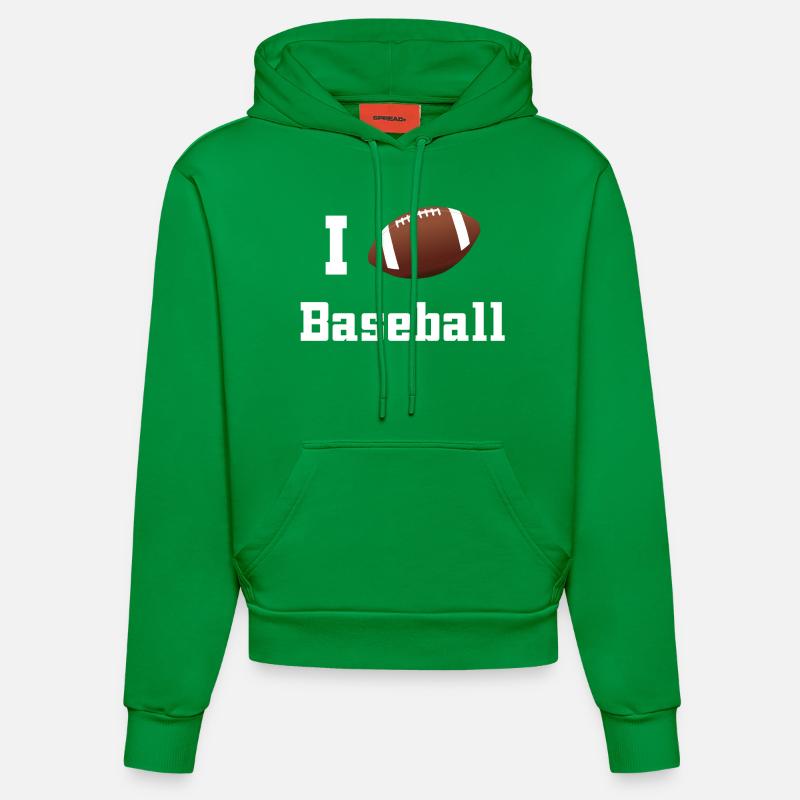 J'aime Baseball - Sweat à capuche bio ajusté fabriqué en UE - City Green