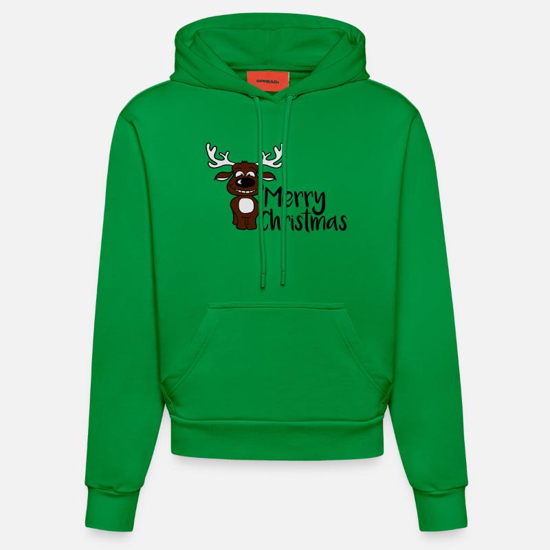 Joyeux Noël Moose - Sweat à capuche bio ajusté fabriqué en UE - City Green