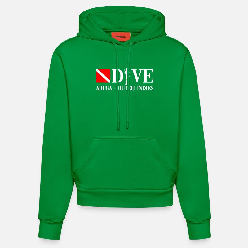 Plongée - Aruba - Antilles - Caraïbes - Plongeur - Sweat à capuche bio ajusté fabriqué en UE - City Green