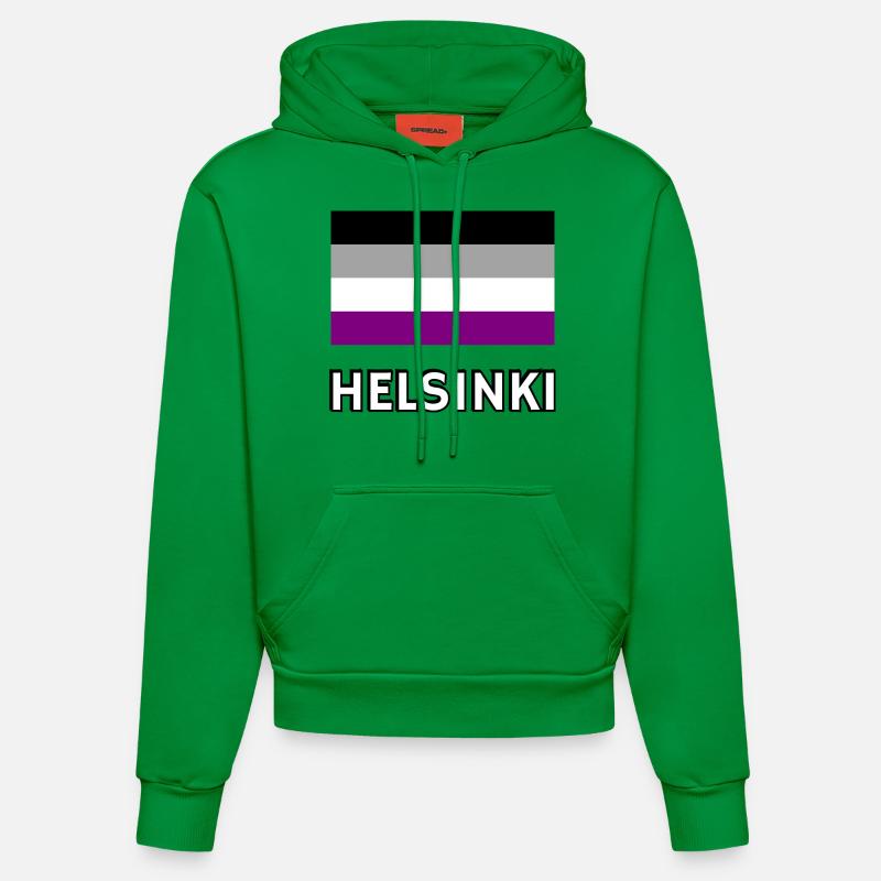 Asexualité Pride Drapeau Helsinki - Sweat à capuche bio ajusté fabriqué en UE - City Green