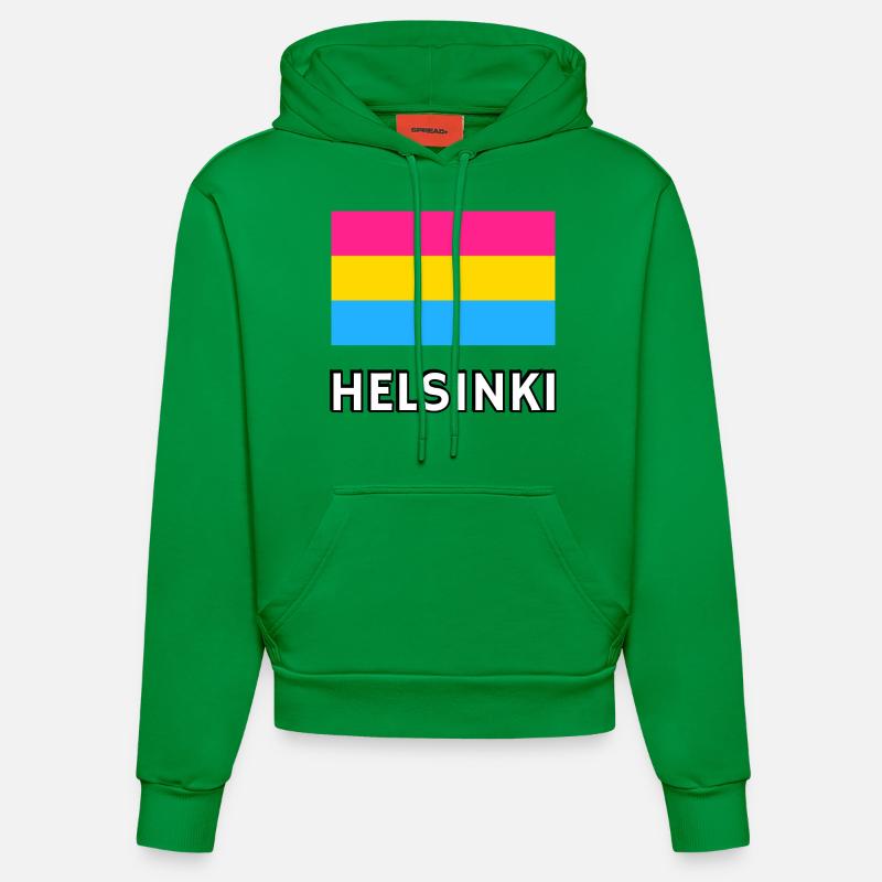 Pan Pride Drapeau Helsinki - Sweat à capuche bio ajusté fabriqué en UE - City Green