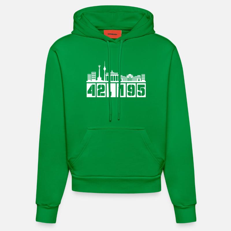 Marathon Skyline de Berlin 1 - Sweat à capuche bio ajusté fabriqué en UE - City Green