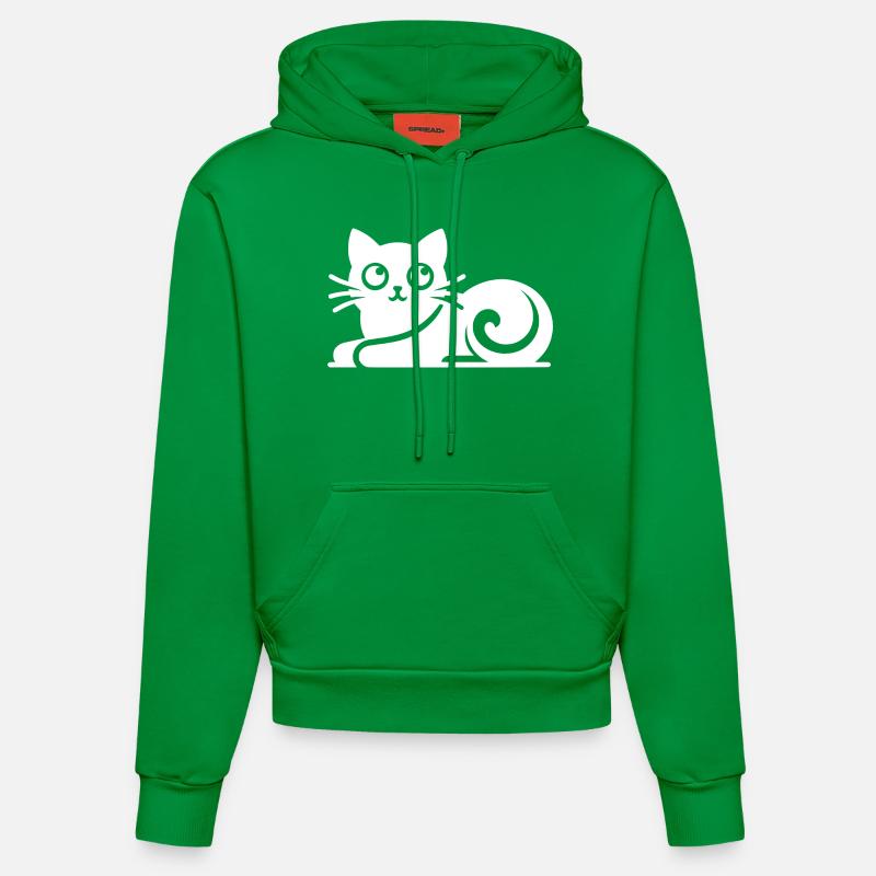 Dessin abstrait de chat - Sweat à capuche bio ajusté fabriqué en UE - City Green