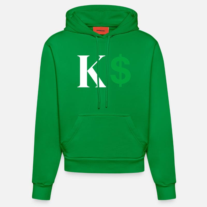 Lettre k dollar - Sweat à capuche bio ajusté fabriqué en UE - City Green