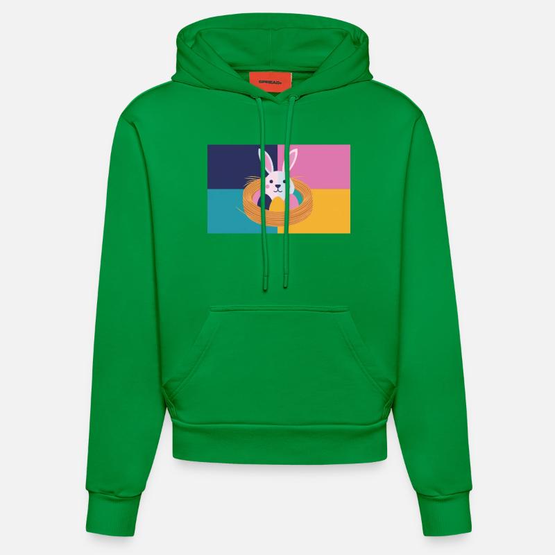 Lapin de Pâques n°05 - Sweat à capuche bio ajusté fabriqué en UE - City Green