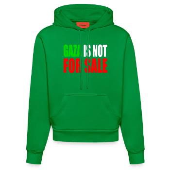 gaza is not for sale - Organic Fitted Hoodie Made in EU - City Green - Front