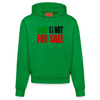 gaza is not for sale - Organic Fitted Hoodie Made in EU - City Green - Front