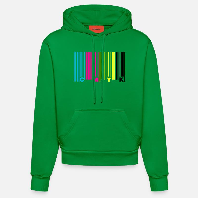 cmyk barcode - Sweat à capuche bio ajusté fabriqué en UE - City Green