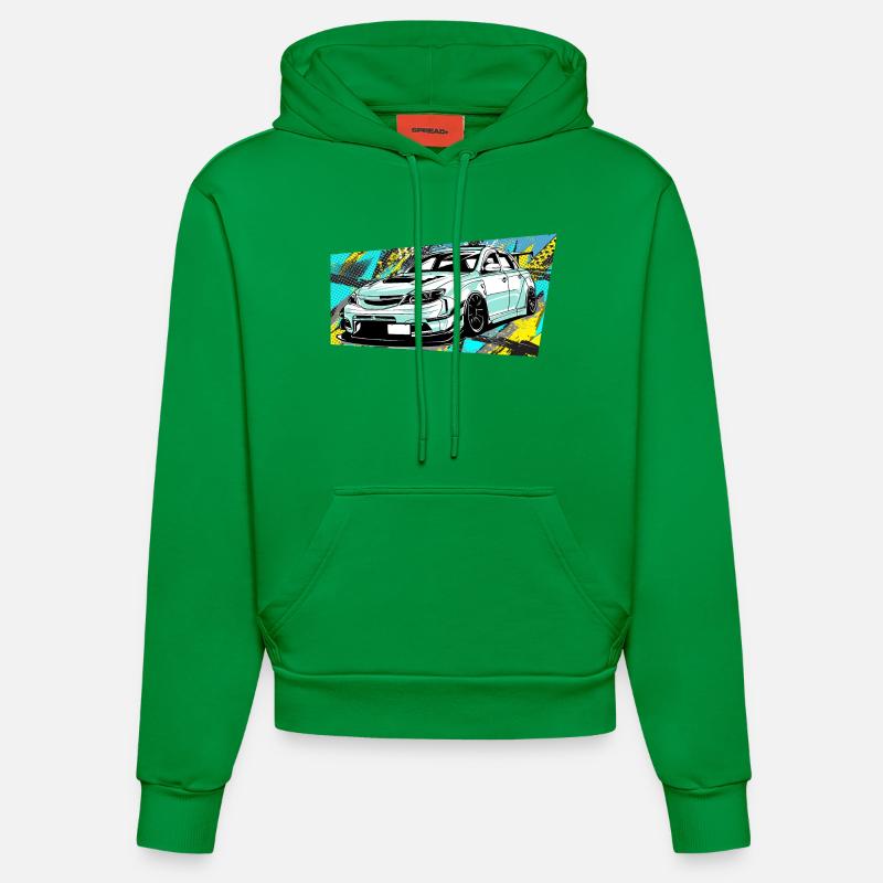 Style de bande dessinée automobile - Sweat à capuche bio ajusté fabriqué en UE - City Green