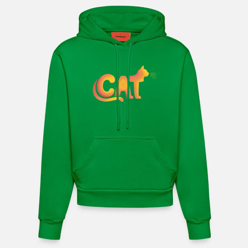 Chat - Logo de chat mignon - Sweat à capuche bio ajusté fabriqué en UE - City Green