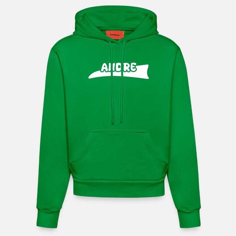 Prénom André - Sweat à capuche bio ajusté fabriqué en UE - City Green