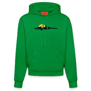 Skyline - Küste Heiligenhafen - Organic Fitted Hoodie Made in EU - City Green - Vorne
