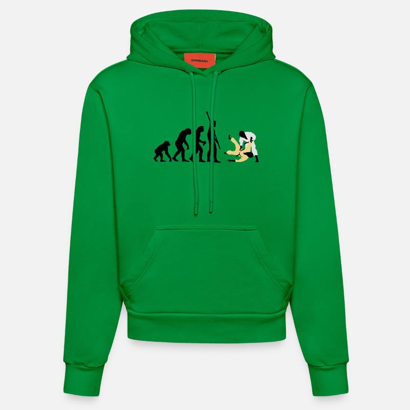 evolution_judo_a_3c - Organic Fitted Hoodie Made in EU - City Green