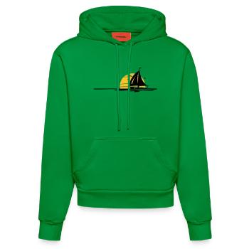 Schiffe - Segelboot Sonne - Organic Fitted Hoodie Made in EU - City Green - Vorne