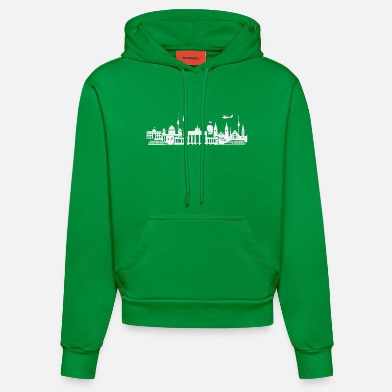 Horizon de Berlin - Sweat à capuche bio ajusté fabriqué en UE - City Green